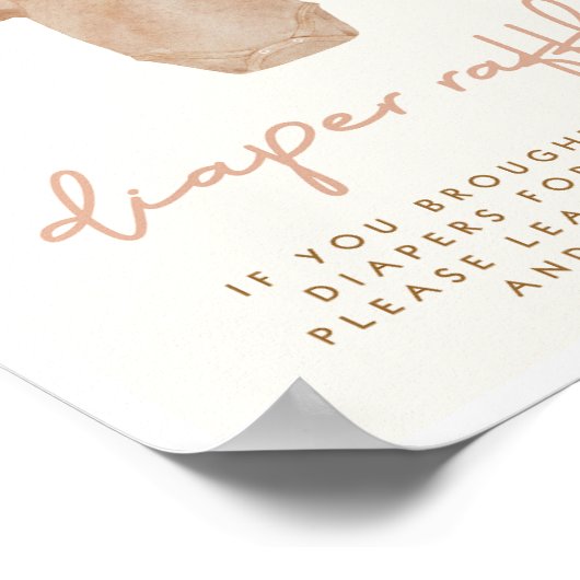 Bohoベビーシャワーおむつラッフルサイン ポスター (角)