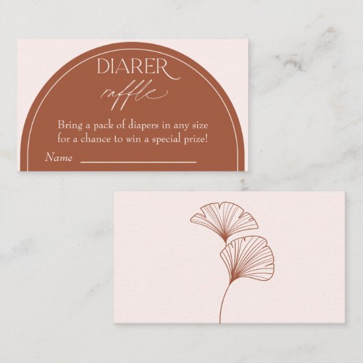 Bohoベビーシャワーおむつラッフル エンクロージャーカード (正面/裏面)