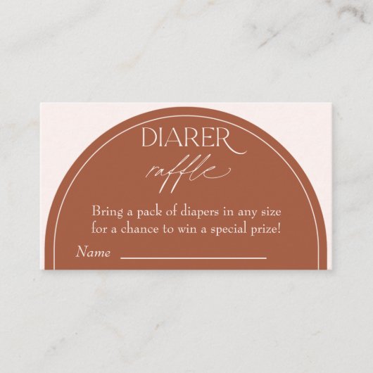 Bohoベビーシャワーおむつラッフル エンクロージャーカード (正面)