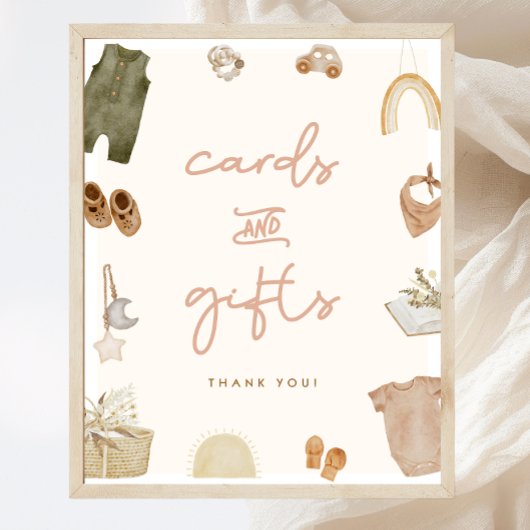 Bohoベビーシャワーカード&ギフトサイン ポスター
