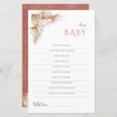 Bohoベビーシャワーゲーム親愛ベビーウィッシュカード (正面/裏面)