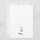 Bohoベビーシャワードリームキャッチャーフローラトライバル 招待状 (裏面)