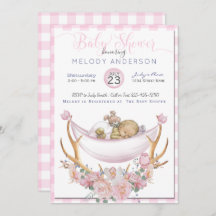 BOHOベビーシャワーピンクハンモック〔雄ジカの〕枝角フローラ