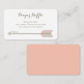 Bohoベビーシャワーピンク&グレイおむつラッフルチケット エンクロージャーカード (正面/裏面)