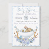 BOHOベビーシャワーボーイズベビー 招待状 (正面)