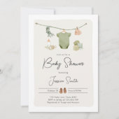 Bohoベビーシャワーボーイニュートラル素朴服 招待状 (正面)