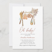 Bohoベビーシャワー水彩服 招待状 (正面)