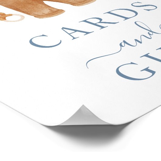 Bohoベビーシャワー男の子の服のカード&ギフトサイン ポスター (角)