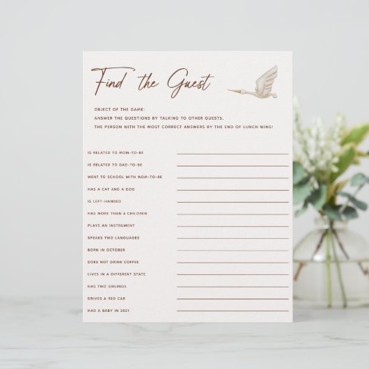 BohoベビーシャワーFind The Guest Game (スタンド正面)