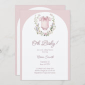BohoベビーシャワーOhベビーガールガーランド素朴 招待状 (正面/裏面)