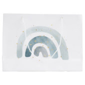 Bohoベビーブルーレインボーベビーシャワー ラージペーパーバッグ (裏面)