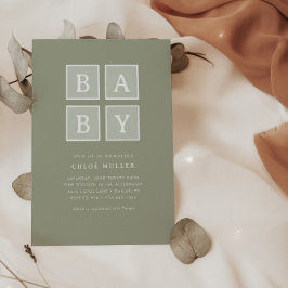 Bohoベビーブロックモダン消音ベビシャワー | 招待状
