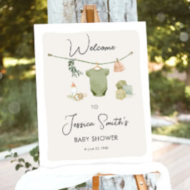 Bohoベビー素朴シャワーボーイニュートラルウェルカム ポスター