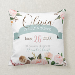 Bohoベビー統計、出産発表ピロー クッション