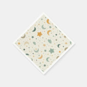 Bohoベビー養子縁組シャワー – 月と星 スタンダードカクテルナプキン (角)