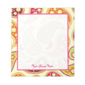 Bohoペイズリーパーソナライズされたメモ帳 ノートパッド (正面)