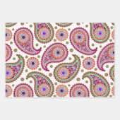 Bohoペイズリーin 3配色ヴィンテージレトロ ラッピングペーパーシート (正面3)