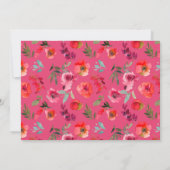 Bohoホットピンクオレンジウォーターフローラ結婚ズ サンキューカード (裏面)