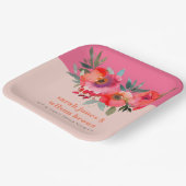 Bohoホットピンクオレンジウォーターフローラ結婚ズ ペーパープレート (傾斜あり)