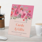 Bohoホットピンクオレンジフローラギフト&カードパーティー 台座サイン (インサイチュ)