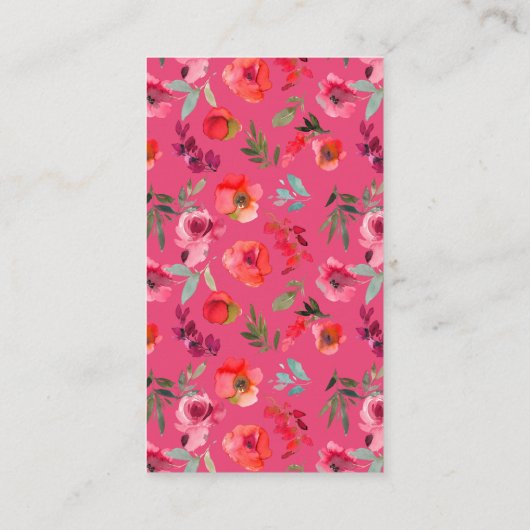 Bohoホットピンクオレンジ結婚フローラの願い井戸 エンクロージャーカード (裏面)