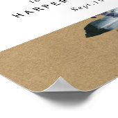 Bohoホワイトネイビーピーニーブラウンクラフト結婚の歓迎 ポスター (角)