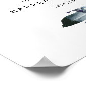 Bohoホワイトネイビー牡丹の水の色結婚の歓迎 ポスター (角)