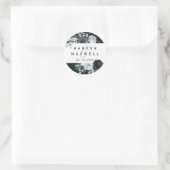 Bohoホワイトネイビー牡丹の水の色結婚の黒 ラウンドシール (バッグ)