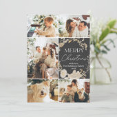 Bohoホワイトフローラダークフォトクリスマス シーズンカード (スタンド正面)