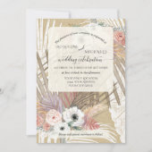 BOHOホワイトフローラ素朴パンパスグラストロピカル 招待状 (正面)