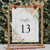 Bohoホワイトローズフローラ結婚アーチのテーブル番号