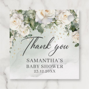 Bohoホワイトローゼズガーデンフローラグリーンベビーシャワー フェイバータグ