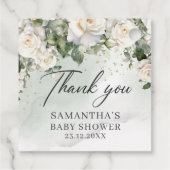 Bohoホワイトローゼズガーデンフローラグリーンベビーシャワー フェイバータグ (裏面)