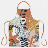 Bohoホワイト、ブラウン、ネイビー葉ズ エプロン (正面)