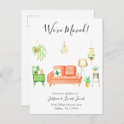 Bohoホームムービングアナウンスメント引っ越しました 案内ポストカード (正面/裏面)