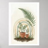 Bohoボタニカルシダの虹の植物アートプリント | コテージ ポスター (正面)
