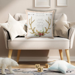 BOHOボヘミアンディアアントラーフローラベビー誕生スタット クッション