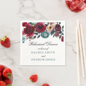 Bohoボルドブルガンディレッドフラワーリハーサルディナー スタンダードカクテルナプキン (インサイチュ)