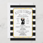 BohoポンポンSkunkリトルスティンカーベビーシャワー 招待状 (正面)