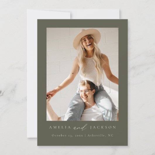 Bohoマウンテンウェディング日付を保存 招待状 (裏面)