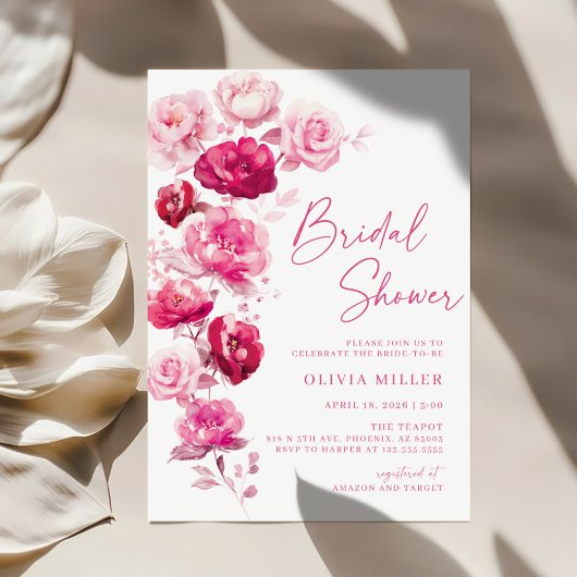 Bohoマゼンタホットピンクバラ結婚フローラの写真 セーブザデート