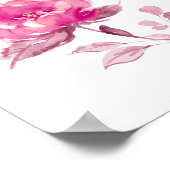 Bohoマゼンタホットピンク結婚フローラのウェルカムサイン ポスター (角)