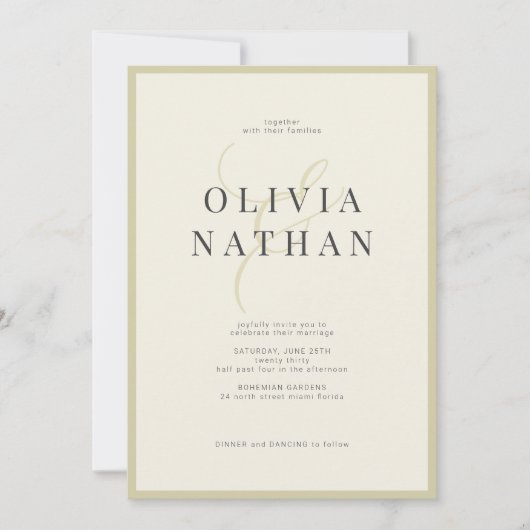 Bohoミニマモダンリスト結婚写真 招待状 (正面)