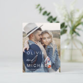 Bohoミニマリストの日付を保存モダン ポストカード (スタンド正面)