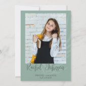 Bohoミニマリストセージグリーン卒業 招待状 (裏面)