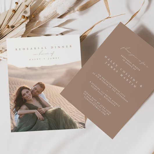 Bohoミニマリストフォトリハーサルディナー 招待状