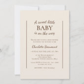 Bohoミニマリストベージュ甘い小さな赤ちゃんシャワー 招待状 (正面)