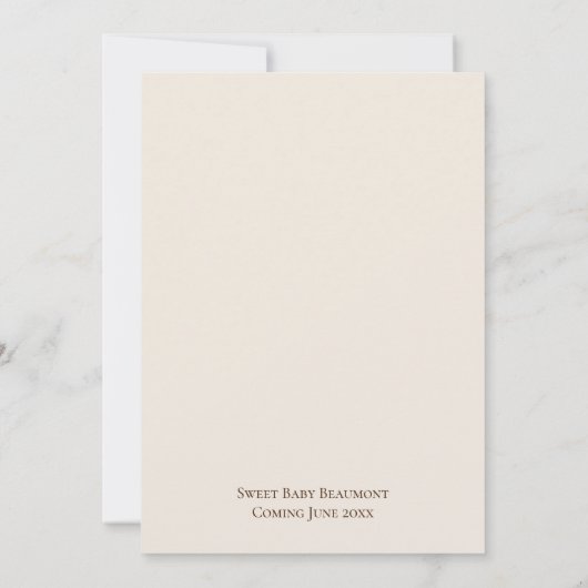 Bohoミニマリストベージュ甘い小さな赤ちゃんシャワー 招待状 (裏面)