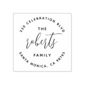 Bohoミニマリストラウンドロゴファミリ名アドレス ラバースタンプ (インプリント)