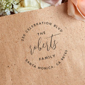 Bohoミニマリストラウンドロゴファミリ名アドレス ラバースタンプ